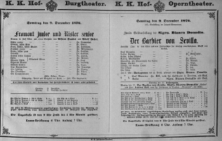 Theaterzettel (Oper und Burgtheater in Wien) 18761209 Seite: 1