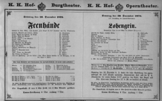 Theaterzettel (Oper und Burgtheater in Wien) 18761210 Seite: 1