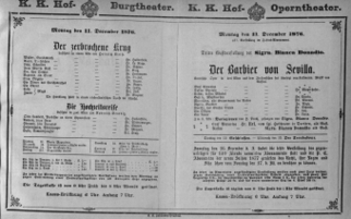 Theaterzettel (Oper und Burgtheater in Wien) 18761211 Seite: 1