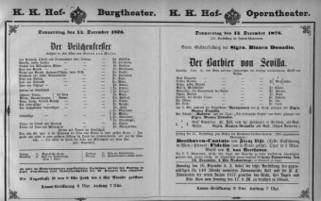 Theaterzettel (Oper und Burgtheater in Wien) 18761214 Seite: 1