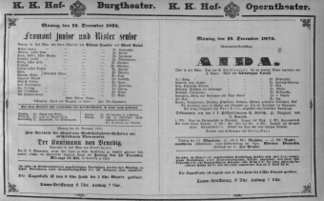 Theaterzettel (Oper und Burgtheater in Wien) 18761218 Seite: 1