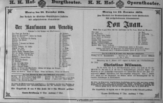 Theaterzettel (Oper und Burgtheater in Wien) 18761225 Seite: 1