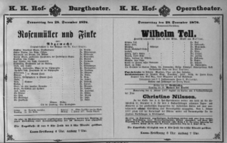 Theaterzettel (Oper und Burgtheater in Wien) 18761228 Seite: 1