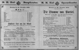 Theaterzettel (Oper und Burgtheater in Wien) 18761231 Seite: 1