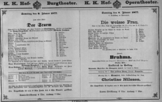 Theaterzettel (Oper und Burgtheater in Wien) 18770106 Seite: 1