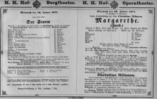 Theaterzettel (Oper und Burgtheater in Wien) 18770110 Seite: 1