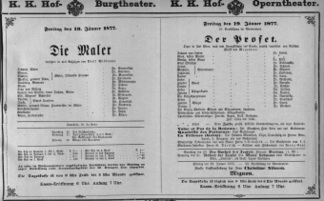 Theaterzettel (Oper und Burgtheater in Wien) 18770119 Seite: 1