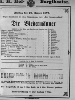 Theaterzettel (Oper und Burgtheater in Wien) 18770126 Seite: 1