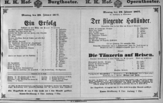 Theaterzettel (Oper und Burgtheater in Wien) 18770129 Seite: 1