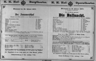 Theaterzettel (Oper und Burgtheater in Wien) 18770131 Seite: 1