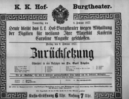 Theaterzettel (Oper und Burgtheater in Wien) 18770208 Seite: 1