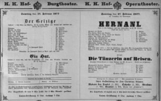 Theaterzettel (Oper und Burgtheater in Wien) 18770217 Seite: 1