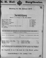 Theaterzettel (Oper und Burgtheater in Wien) 18770224 Seite: 1