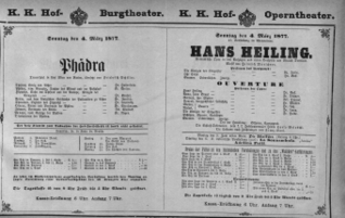 Theaterzettel (Oper und Burgtheater in Wien) 18770304 Seite: 1