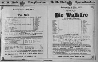 Theaterzettel (Oper und Burgtheater in Wien) 18770311 Seite: 1