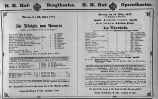 Theaterzettel (Oper und Burgtheater in Wien) 18770312 Seite: 1
