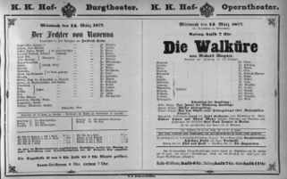 Theaterzettel (Oper und Burgtheater in Wien) 18770314 Seite: 1