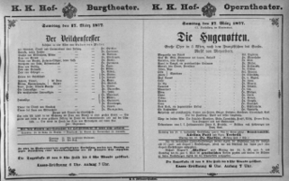 Theaterzettel (Oper und Burgtheater in Wien) 18770317 Seite: 1