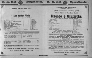 Theaterzettel (Oper und Burgtheater in Wien) 18770320 Seite: 1