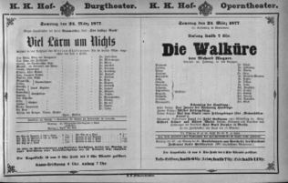 Theaterzettel (Oper und Burgtheater in Wien) 18770324 Seite: 1