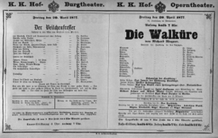 Theaterzettel (Oper und Burgtheater in Wien) 18770420 Seite: 1