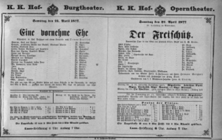 Theaterzettel (Oper und Burgtheater in Wien) 18770421 Seite: 2