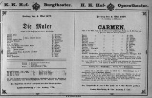 Theaterzettel (Oper und Burgtheater in Wien) 18770504 Seite: 1