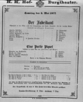 Theaterzettel (Oper und Burgtheater in Wien) 18770505 Seite: 1