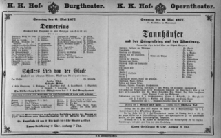 Theaterzettel (Oper und Burgtheater in Wien) 18770506 Seite: 1