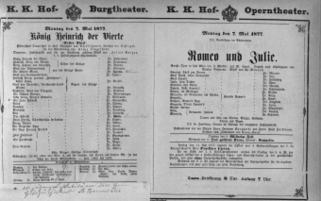 Theaterzettel (Oper und Burgtheater in Wien) 18770507 Seite: 1