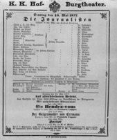 Theaterzettel (Oper und Burgtheater in Wien) 18770515 Seite: 1