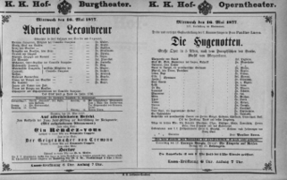 Theaterzettel (Oper und Burgtheater in Wien) 18770516 Seite: 1