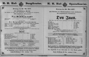 Theaterzettel (Oper und Burgtheater in Wien) 18770520 Seite: 1