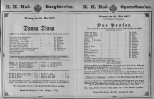 Theaterzettel (Oper und Burgtheater in Wien) 18770521 Seite: 1