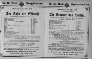 Theaterzettel (Oper und Burgtheater in Wien) 18770523 Seite: 1