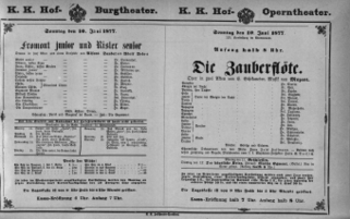 Theaterzettel (Oper und Burgtheater in Wien) 18770610 Seite: 1