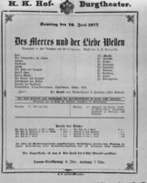 Theaterzettel (Oper und Burgtheater in Wien) 18770616 Seite: 1