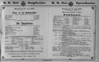 Theaterzettel (Oper und Burgtheater in Wien) 18770617 Seite: 1