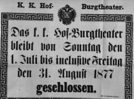 Theaterzettel (Oper und Burgtheater in Wien) 18770701 Seite: 1