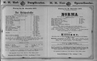 Theaterzettel (Oper und Burgtheater in Wien) 18770918 Seite: 1