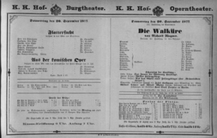 Theaterzettel (Oper und Burgtheater in Wien) 18770920 Seite: 1