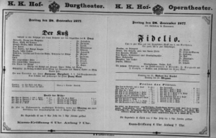 Theaterzettel (Oper und Burgtheater in Wien) 18770928 Seite: 1