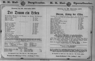 Theaterzettel (Oper und Burgtheater in Wien) 18770930 Seite: 1