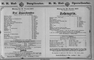 Theaterzettel (Oper und Burgtheater in Wien) 18771015 Seite: 1