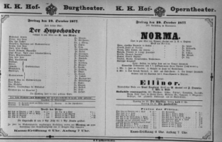 Theaterzettel (Oper und Burgtheater in Wien) 18771019 Seite: 1