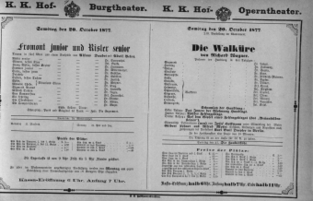 Theaterzettel (Oper und Burgtheater in Wien) 18771020 Seite: 1