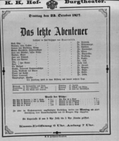 Theaterzettel (Oper und Burgtheater in Wien) 18771023 Seite: 1