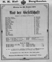 Theaterzettel (Oper und Burgtheater in Wien) 18771029 Seite: 1