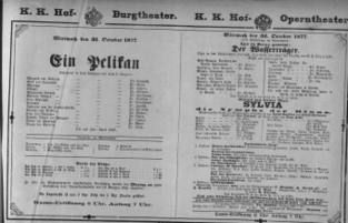 Theaterzettel (Oper und Burgtheater in Wien) 18771031 Seite: 1
