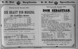 Theaterzettel (Oper und Burgtheater in Wien) 18771110 Seite: 1